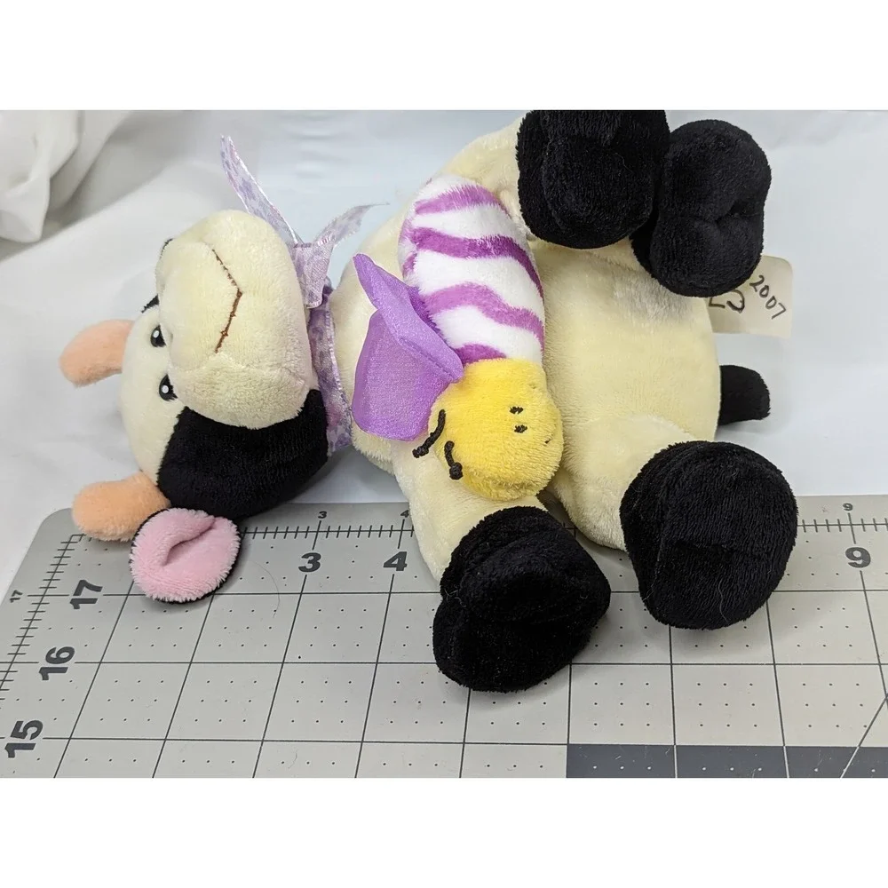 Walmart Cow Bull Plush 8 Inch Purple Bee Insect Black‎ Cream Stuffed Animal Toy